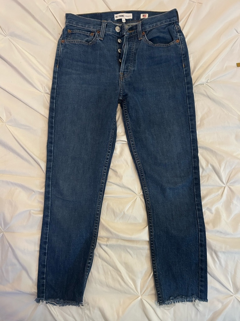 Re/Done High Rise Jeans - Dark Blue 90’s High Rise ankle crop. Size 26. - Picture 5 of 14